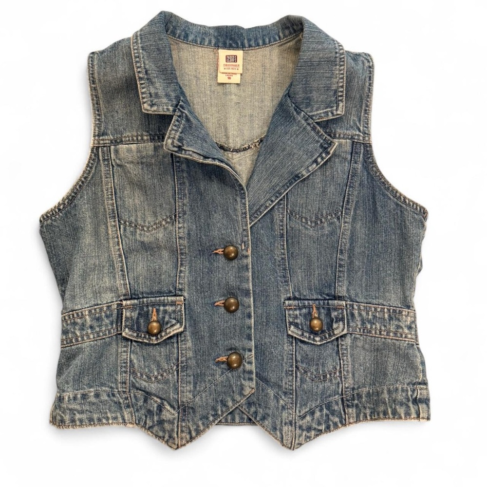 Faded Glory Blue Denim Vest Classic Tailored Fit